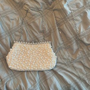 White Pearl and Rhinestone Clutch
